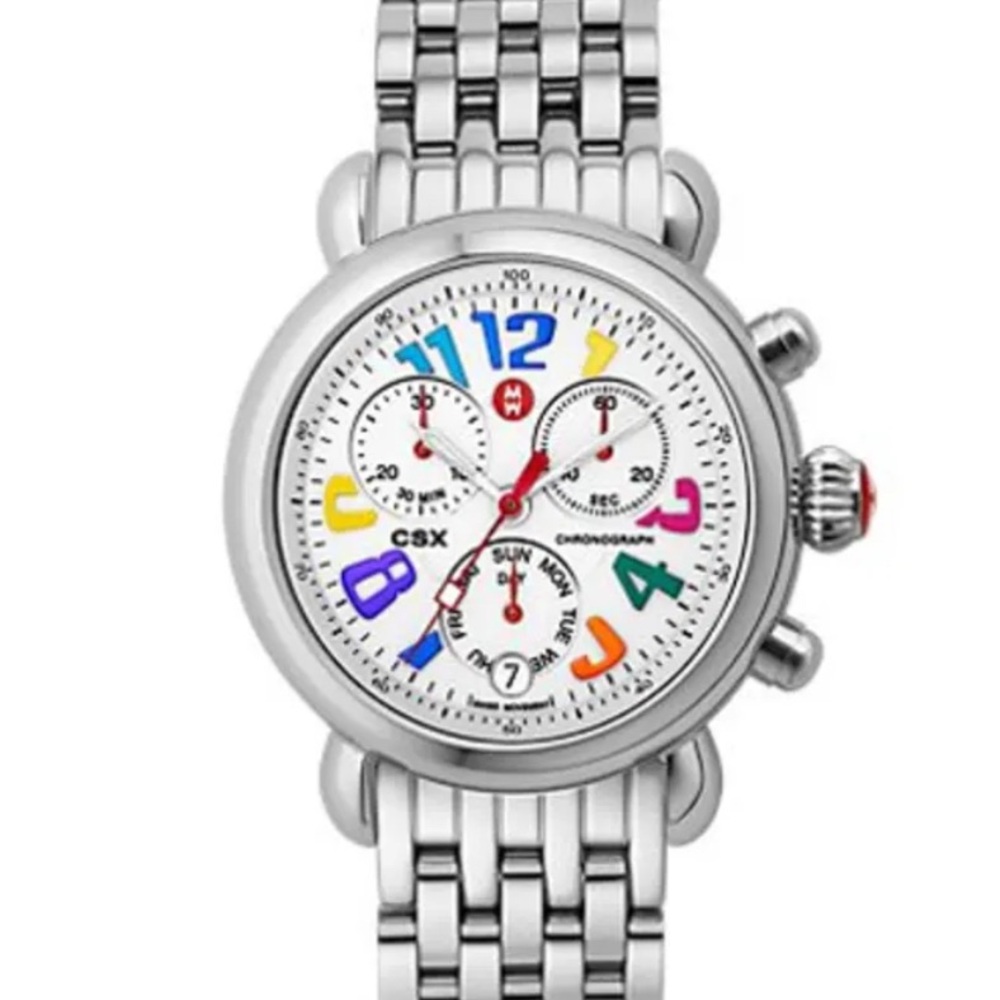 MICHELE CSX Day Carousel Women's Watch Colorful Dial Silver Watch